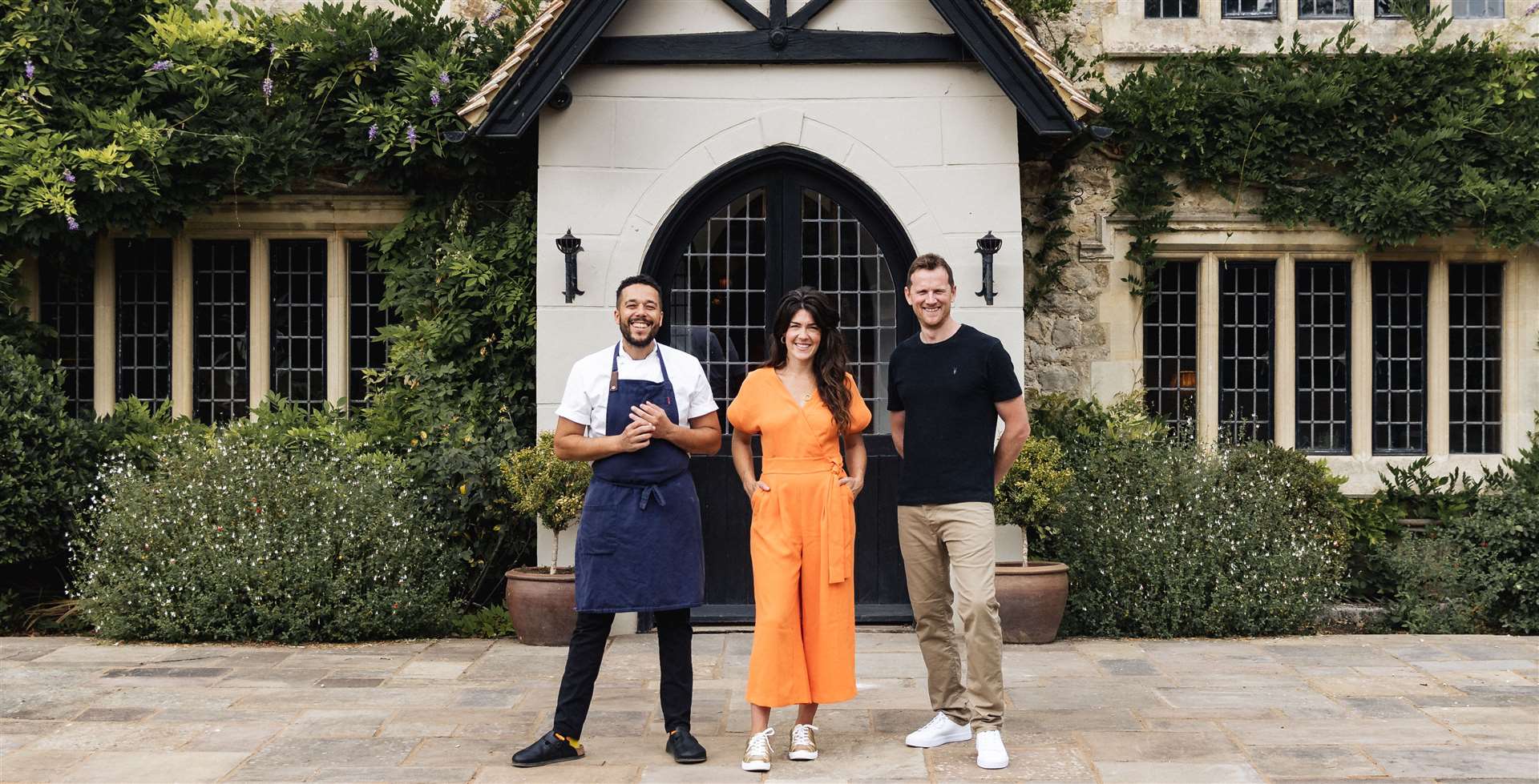 Kristie and Brad Lomas with head chef Robbie Lorraine. Picture: Boys Hall/Joe Howard