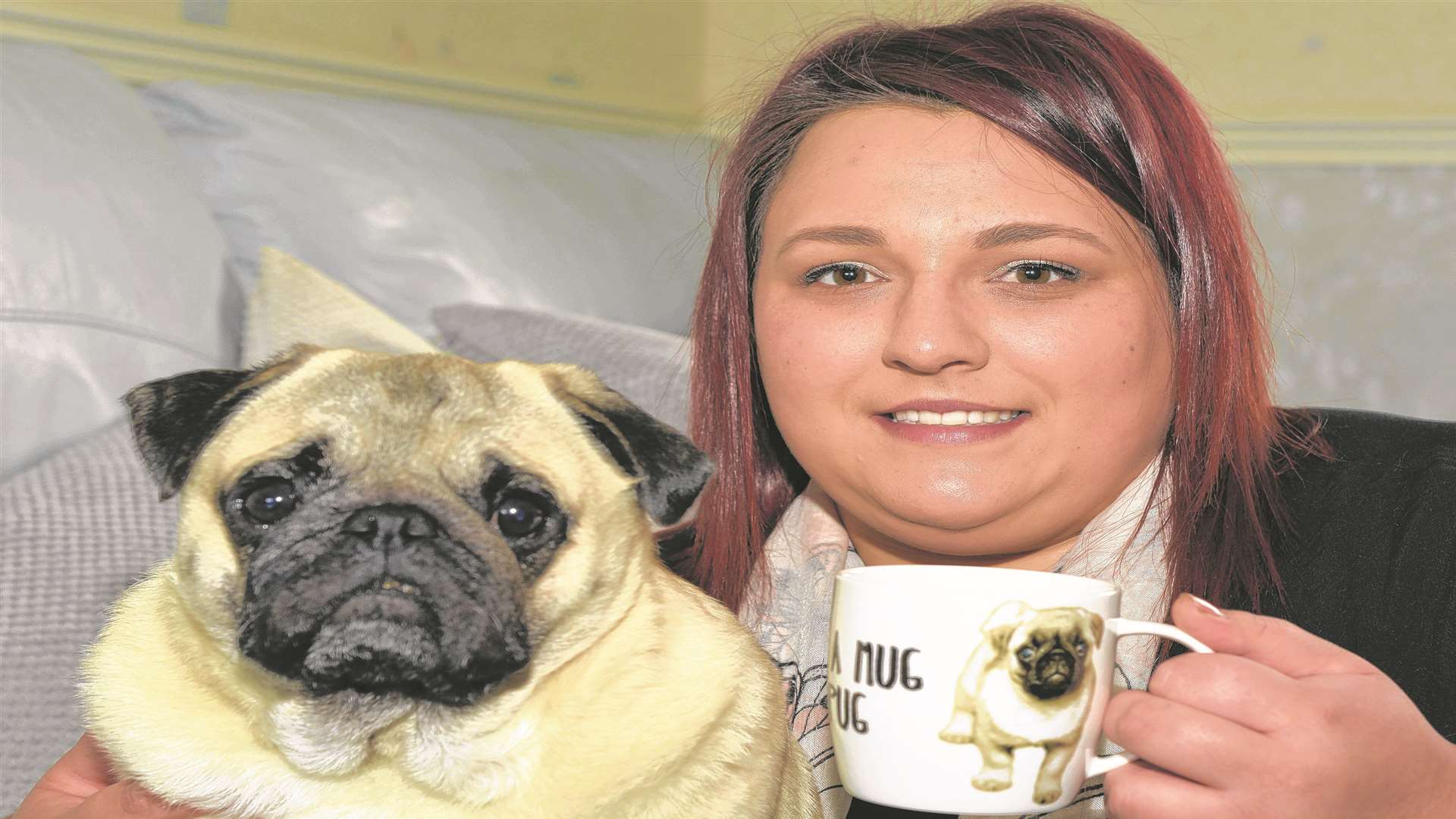 Ania Knapek with Frank and the mug. Picture: Ruth Cuerden