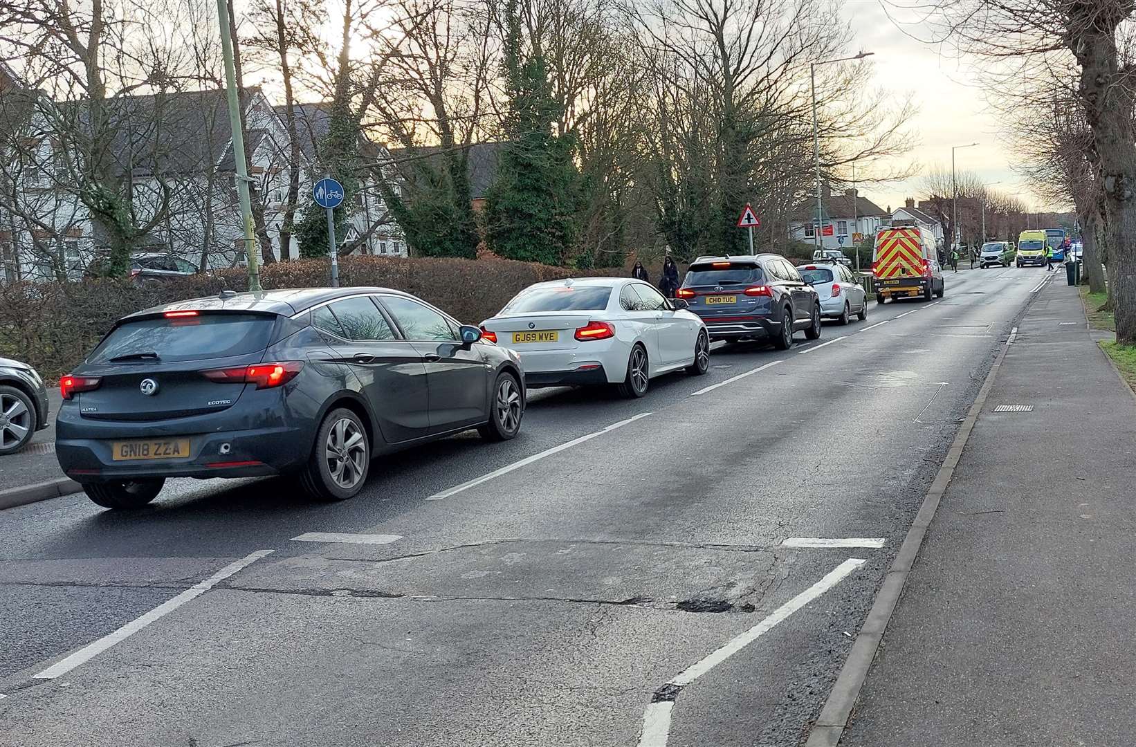 The road outside Towers School was blocked following the incident earlier this month