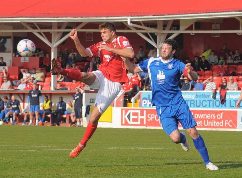 Michael Thalassitis (left) in action against Tonbridge Picture: Steve Crispe