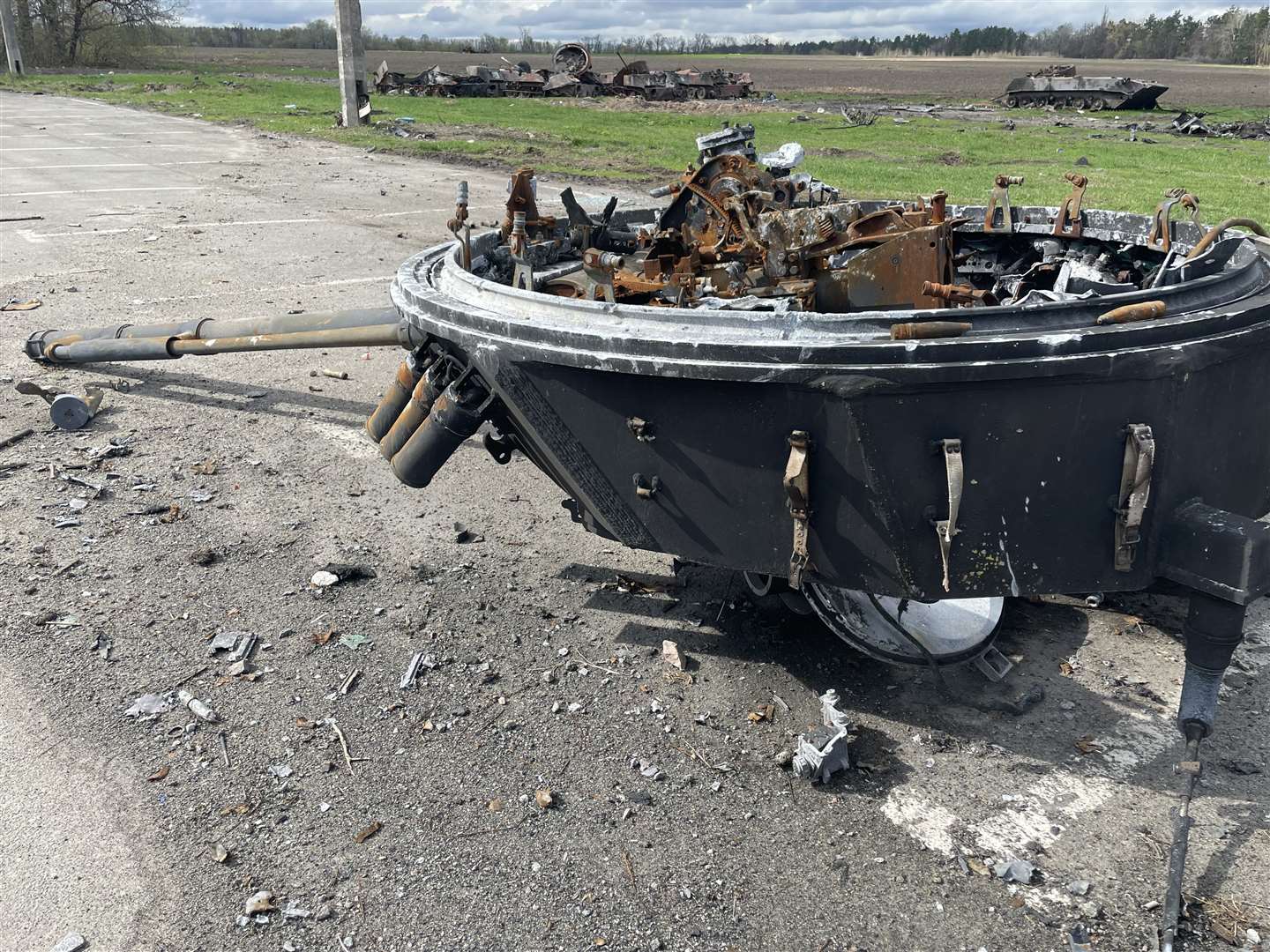 Ruined tanks litter the Ukrainian roadsides. Photo: Sophie Alexander