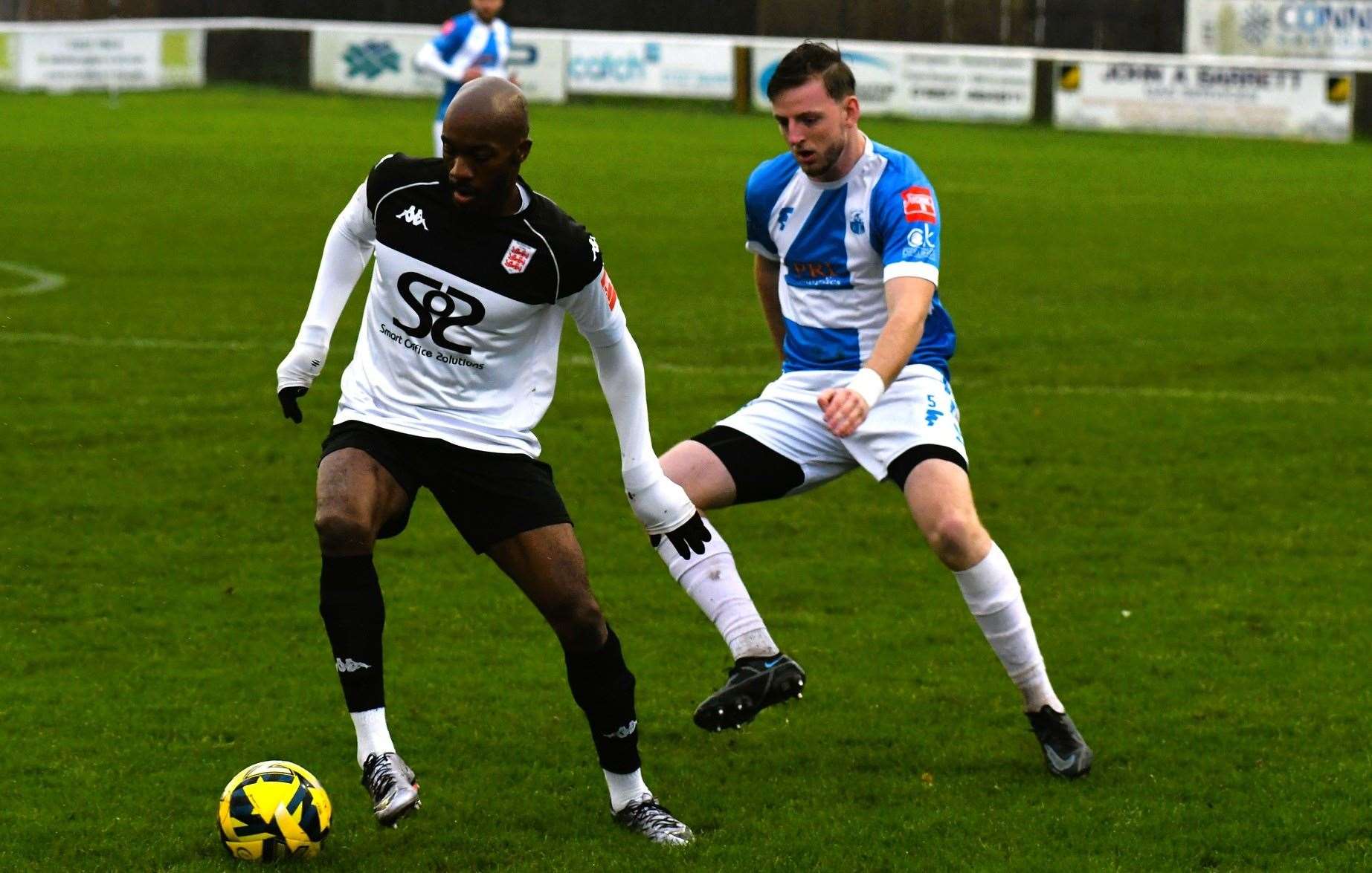 Faversham's Malachi Hudson on the ball. Picture: Marc Richards