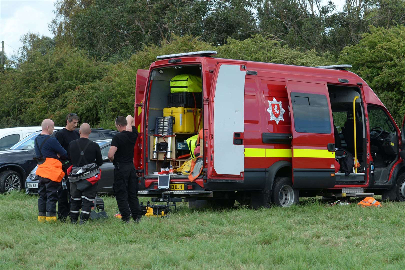 Kent Fire and Rescue stationed by the river