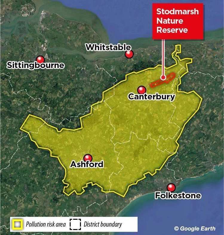 The catchment area of the Stodmarsh Nature Reserve