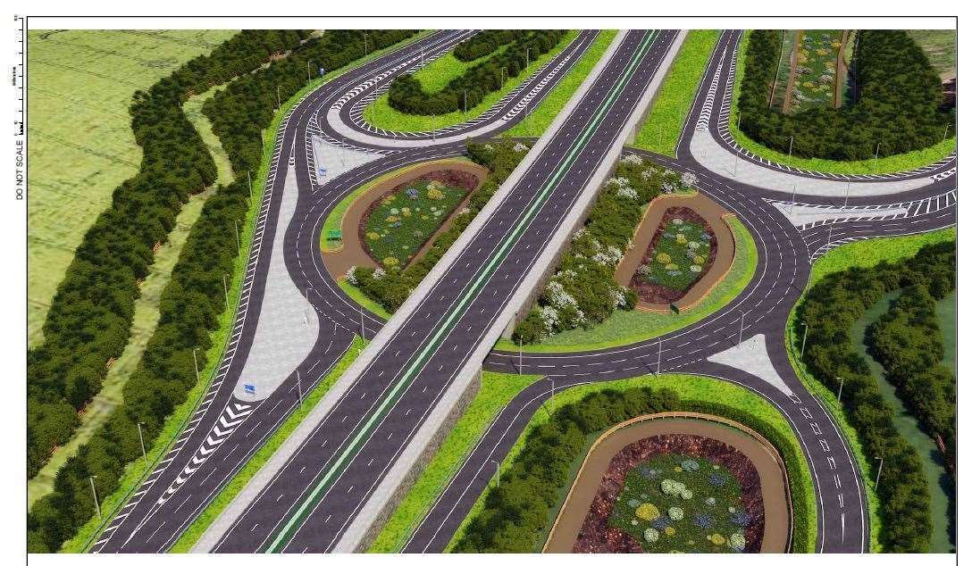 The new-look Stockbury Roundabout from above