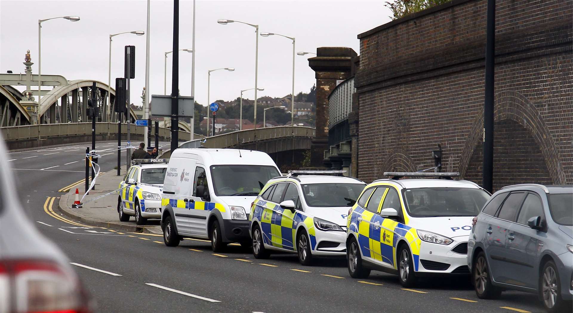 Police at the scene last Tuesday