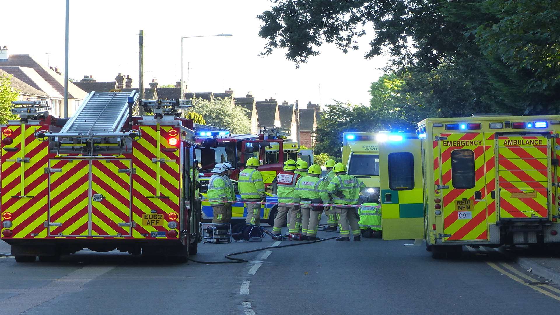 Emergency services at the scene of the crash