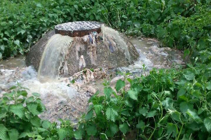 Sewage is gushing upwards from the drains