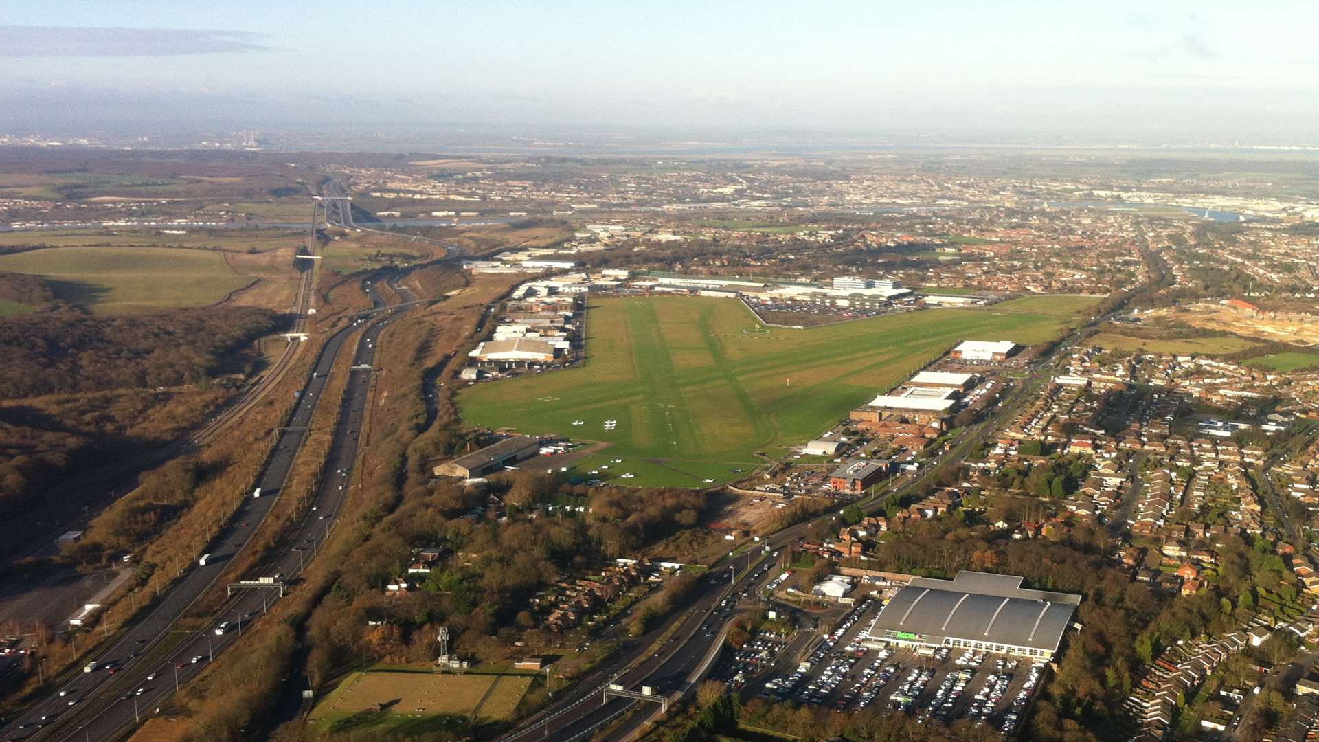 An aerial shot of Rochester Airport