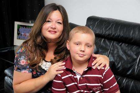 Luke Haddon, 12, with mum Sarah