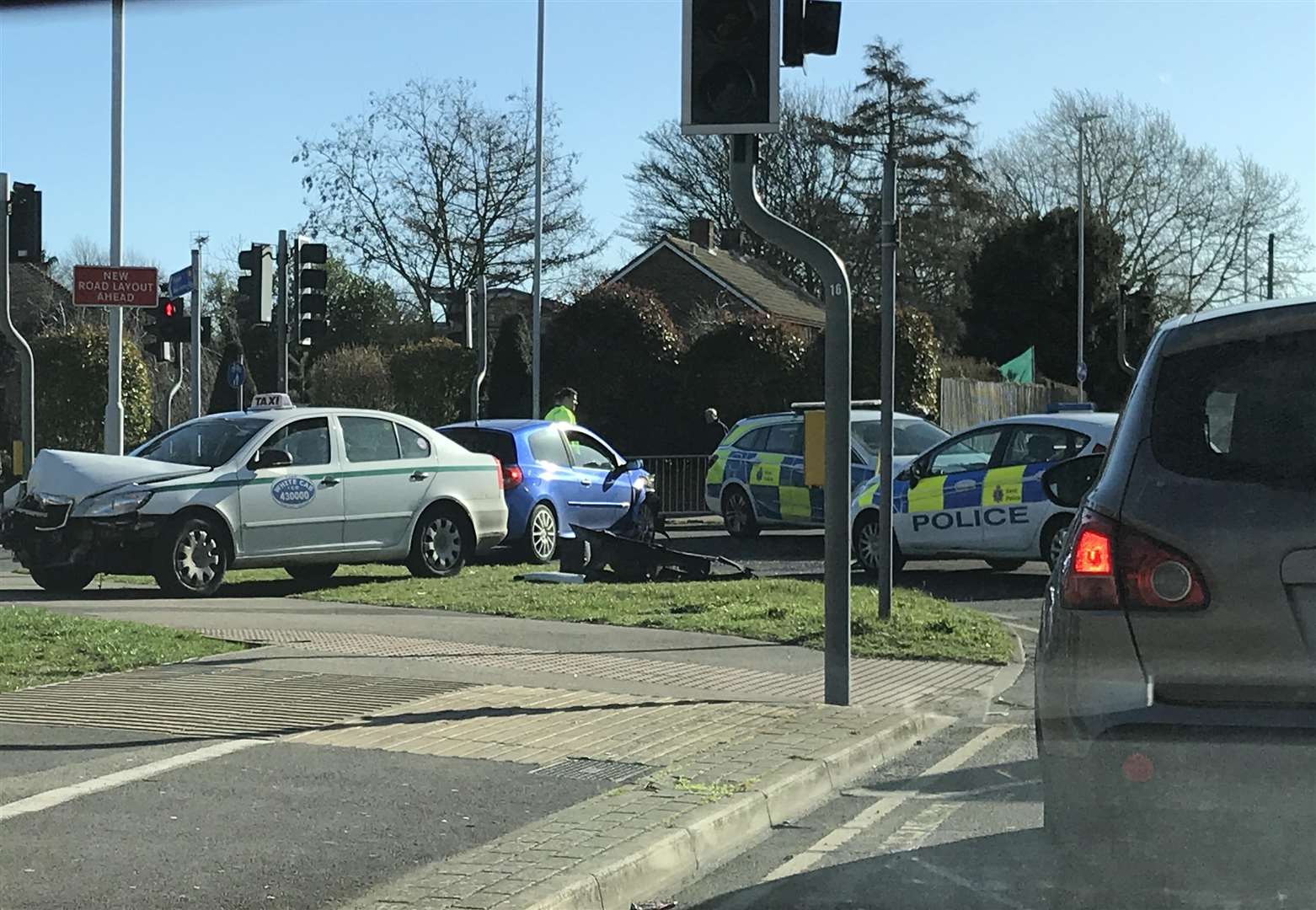 The damaged taxi