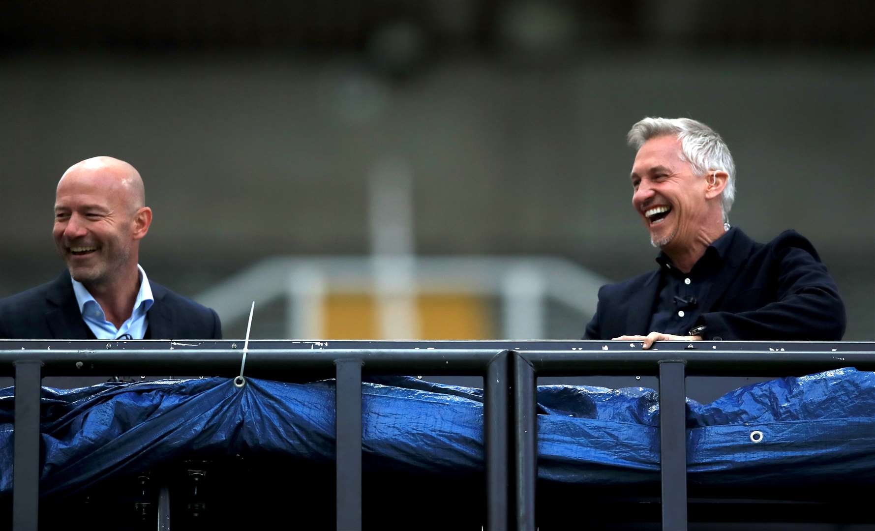 Alan Shearer and Gary Lineker shared a joke about the latter’s departure from Match of the Day (PA)