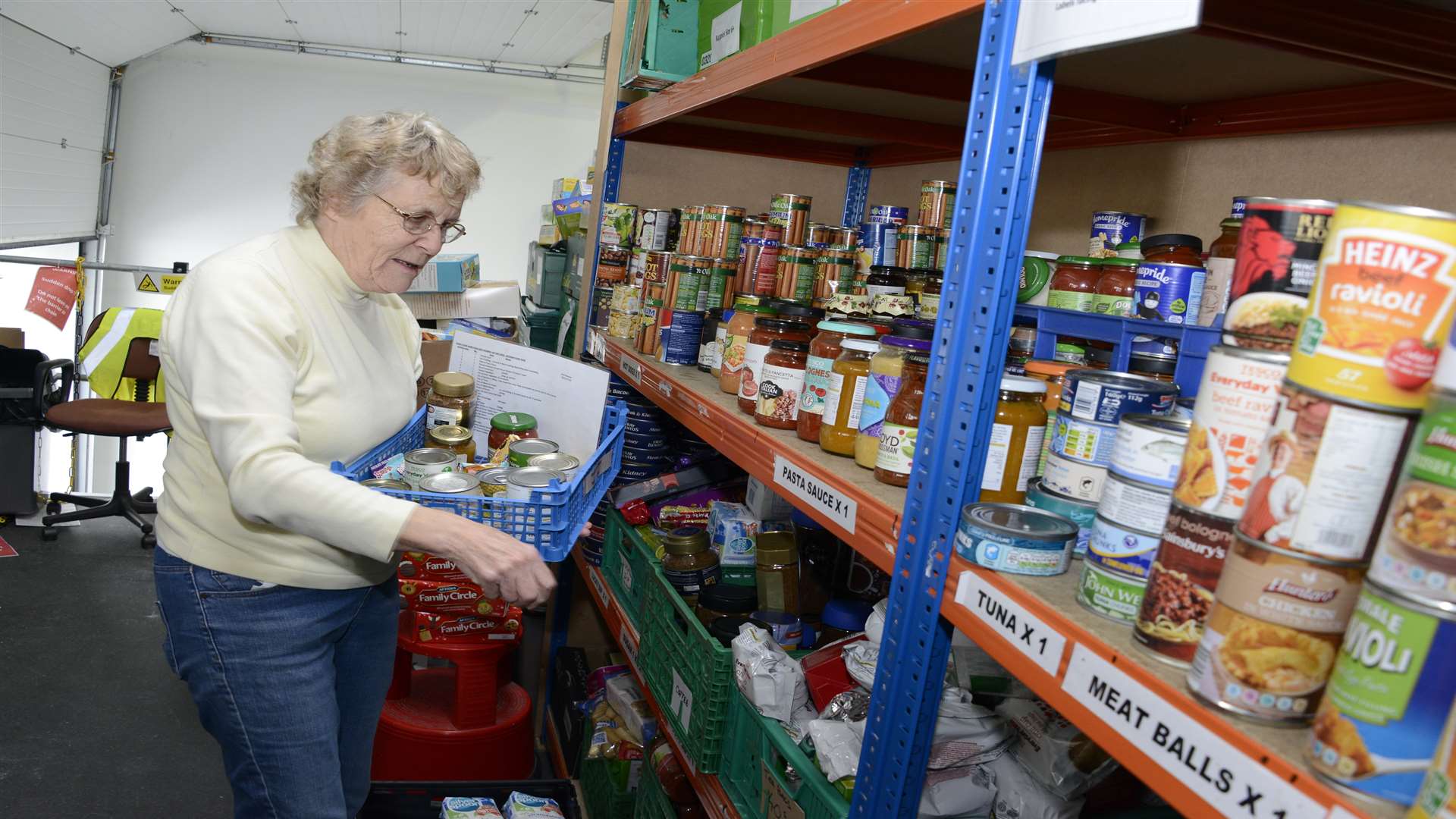 Foodbank volunteers at FareShare in Ashford.