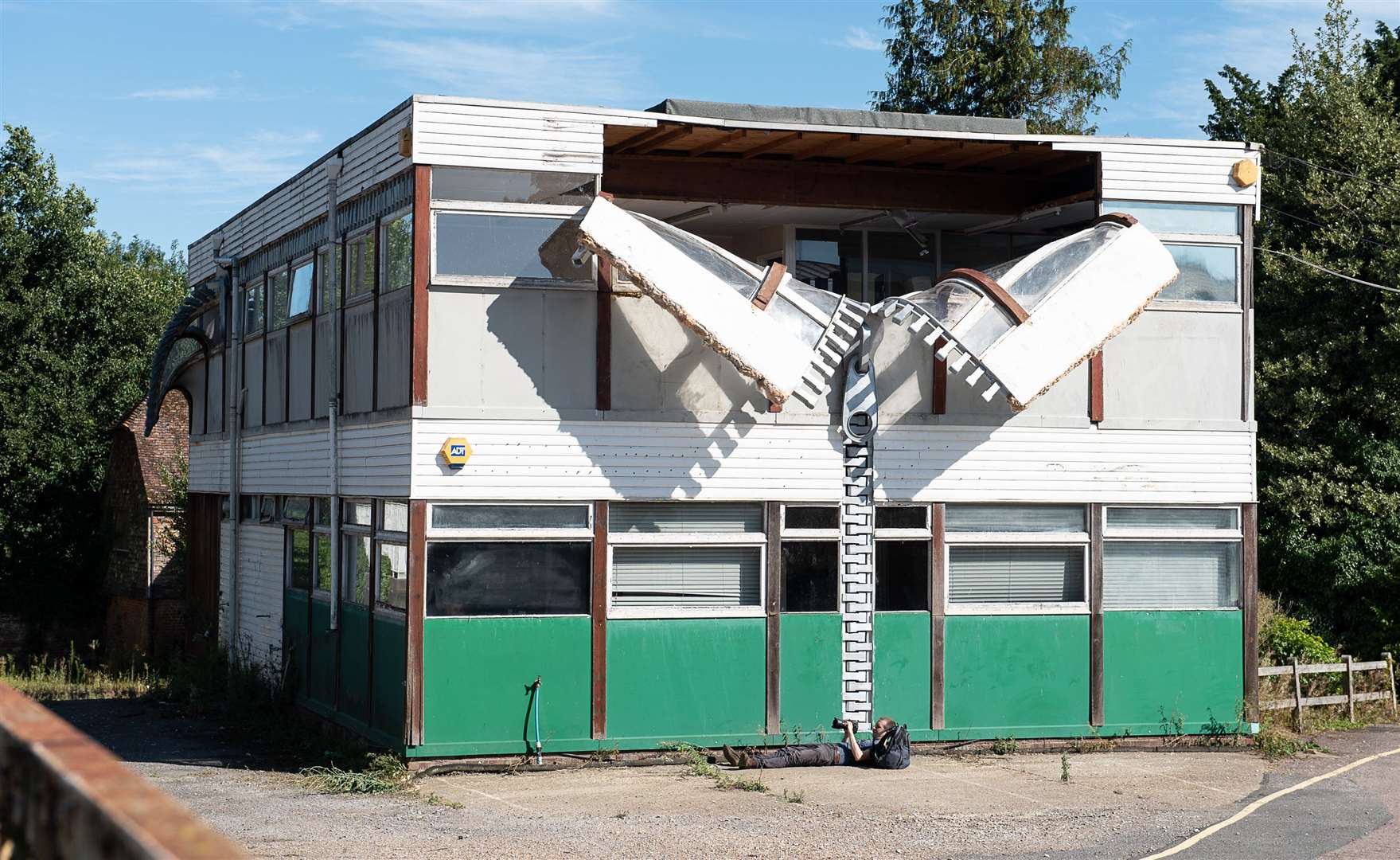 A former office on the ex-Kent Wool Growers site in Tannery Lane was turned into a zip by sculptor Alex Chinneck in 2018