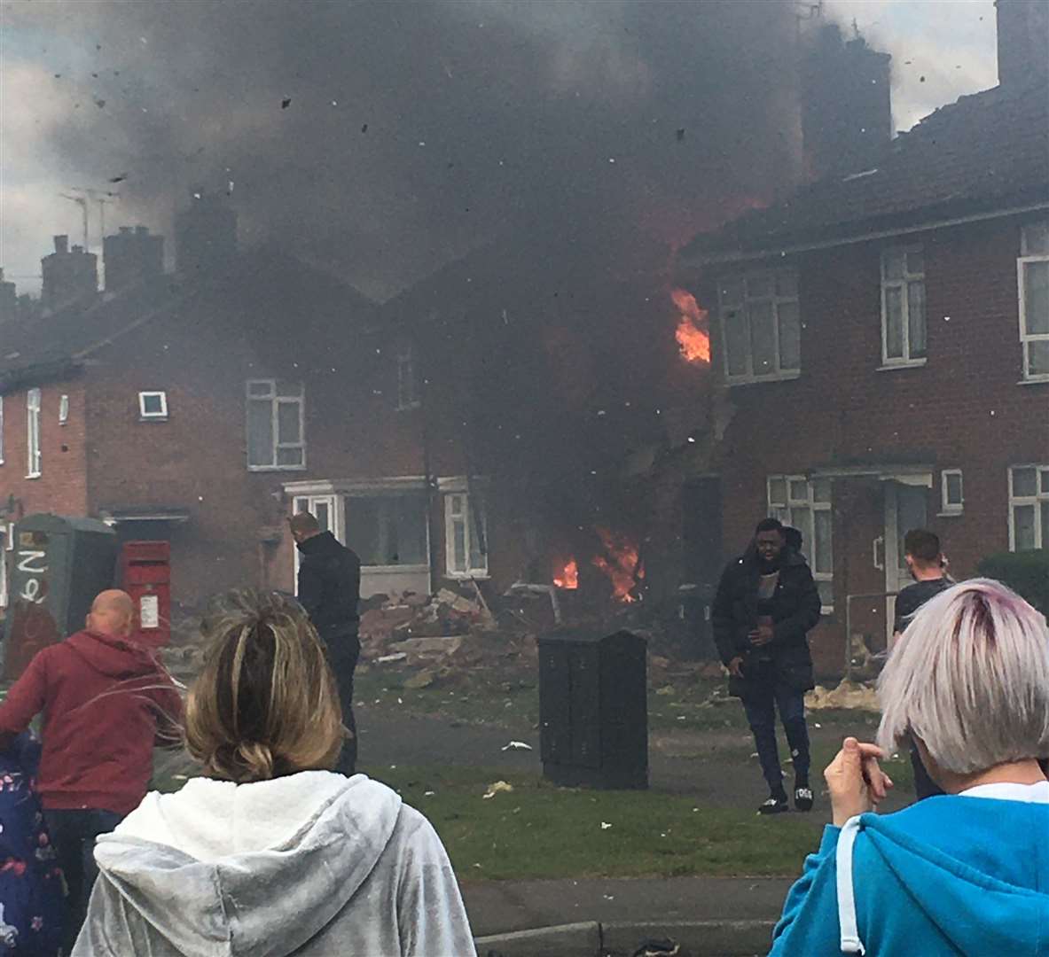 The immediate aftermath of the explosion in Mill View, Willesborough