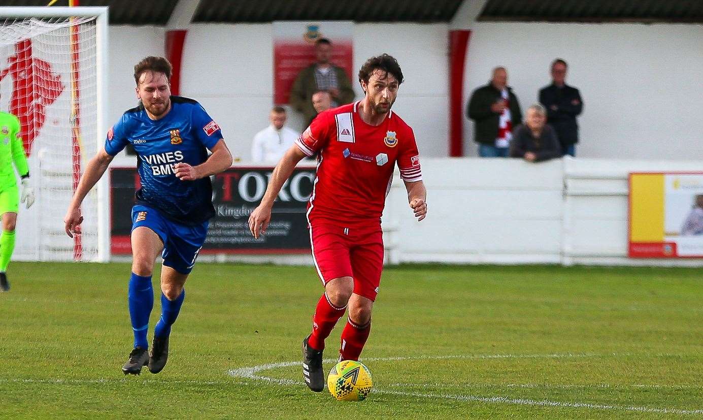 Defender Ollie Gray, pictured in his Whitstable days, also recently joined Faversham. Picture: Les Biggs