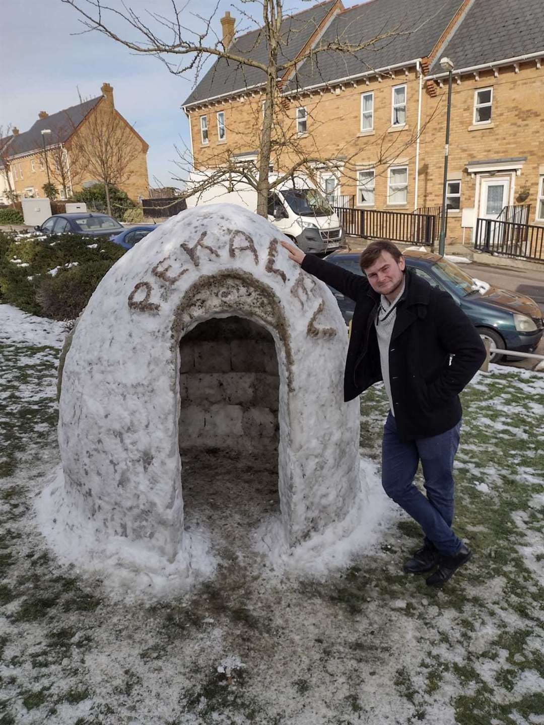 Miroslav built this igloo in Chatham