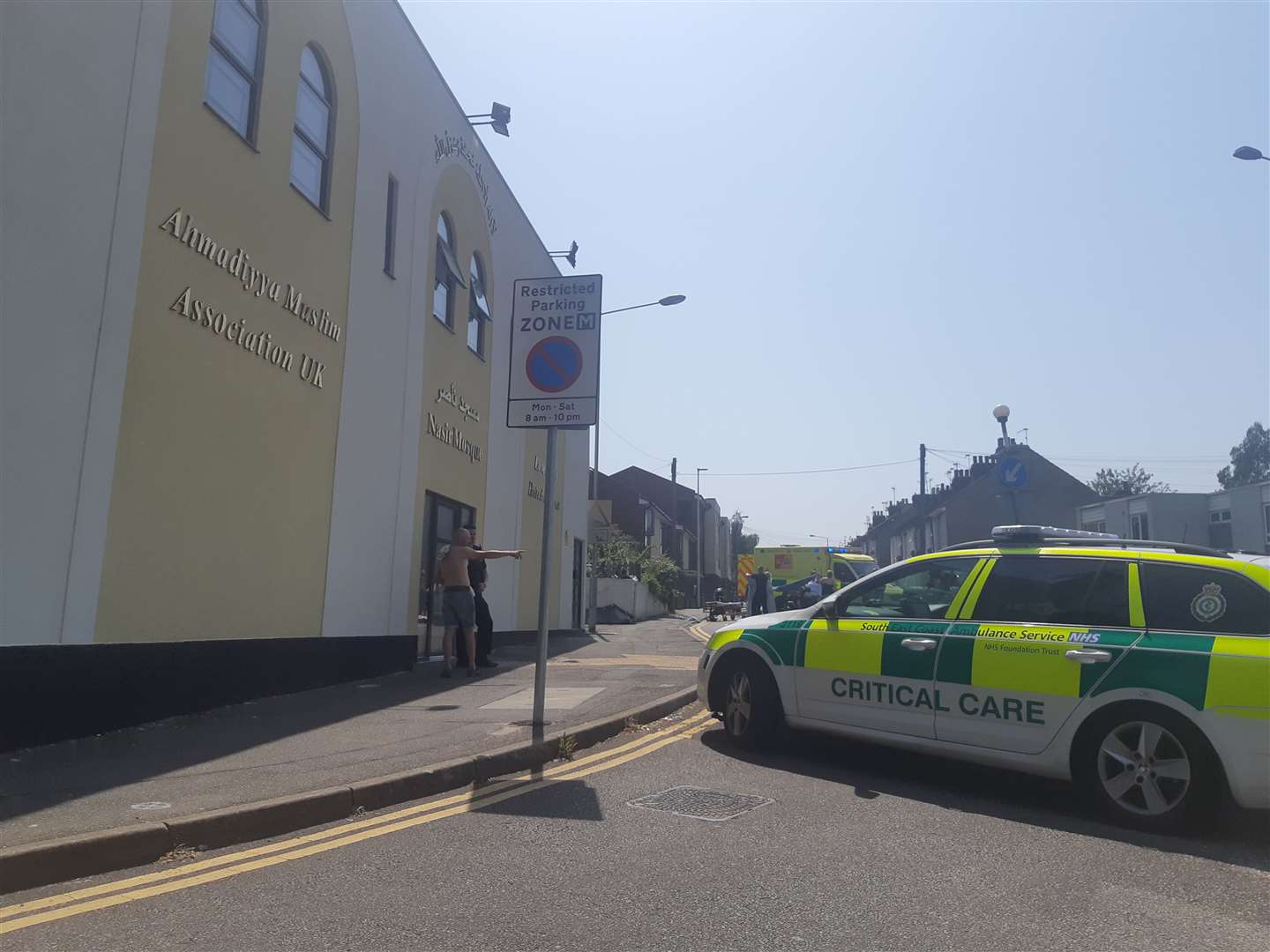 Paramedics treat a motorcylist after a crash in Richmond Road, Gillingham on Thurday, July 25 (14284269)