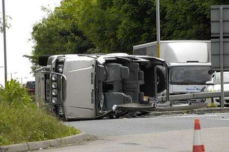 Scene of the crash on Whitfield roundabout