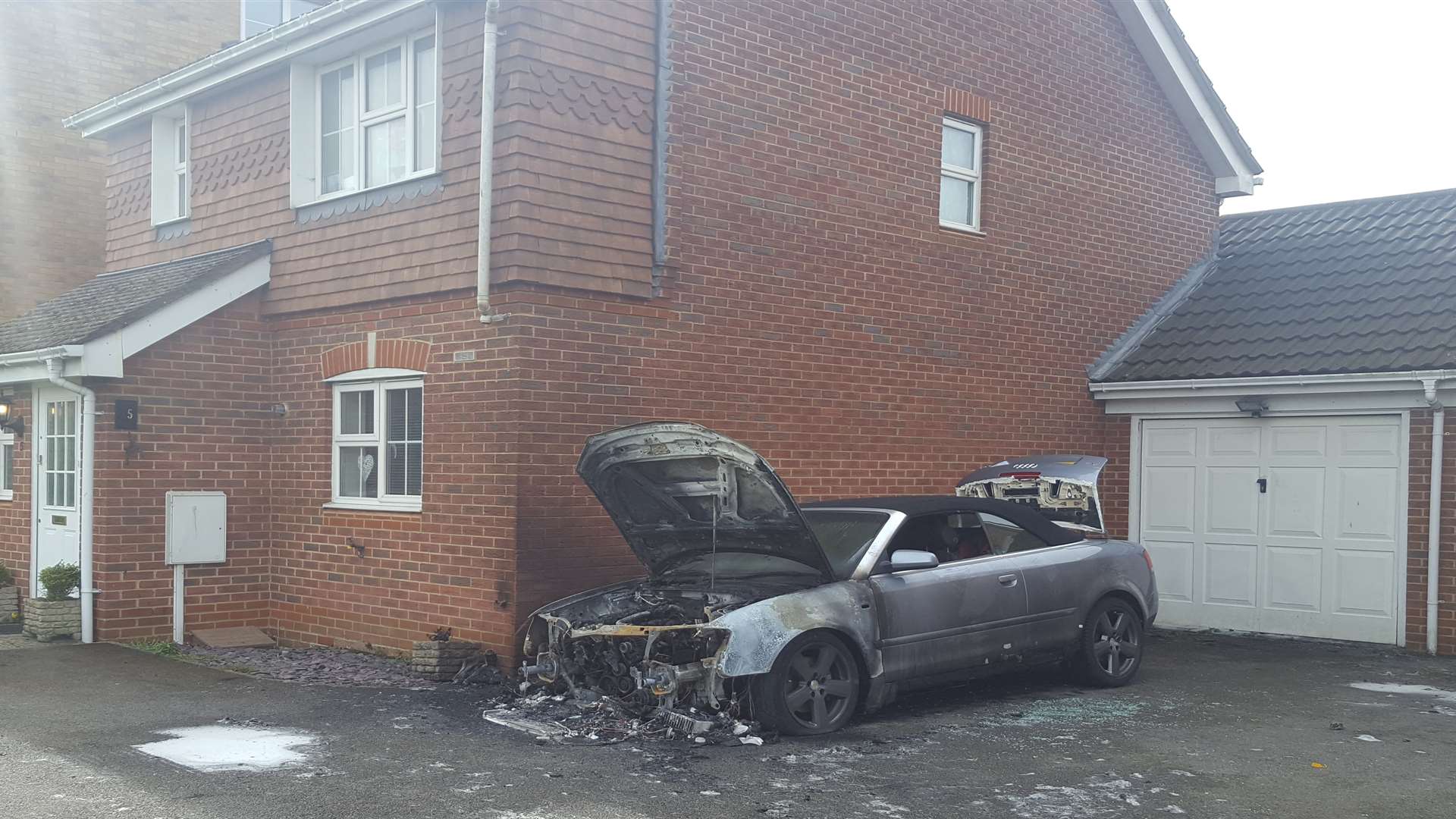 Damage to the car in Christopher Bushell Way.