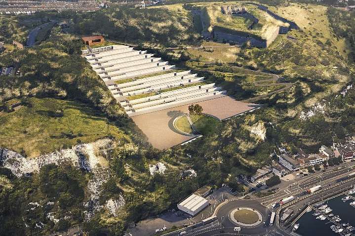 What the war memorial could look like. Image from Dover District Council with original aerial photograph by webbaviation.co.u.