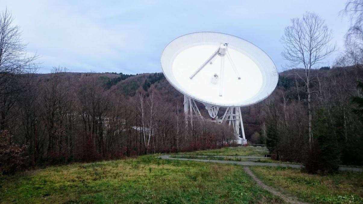 The Effelsberg telescope tracked the rover's descent yesterday. Picture: Matthew Forest