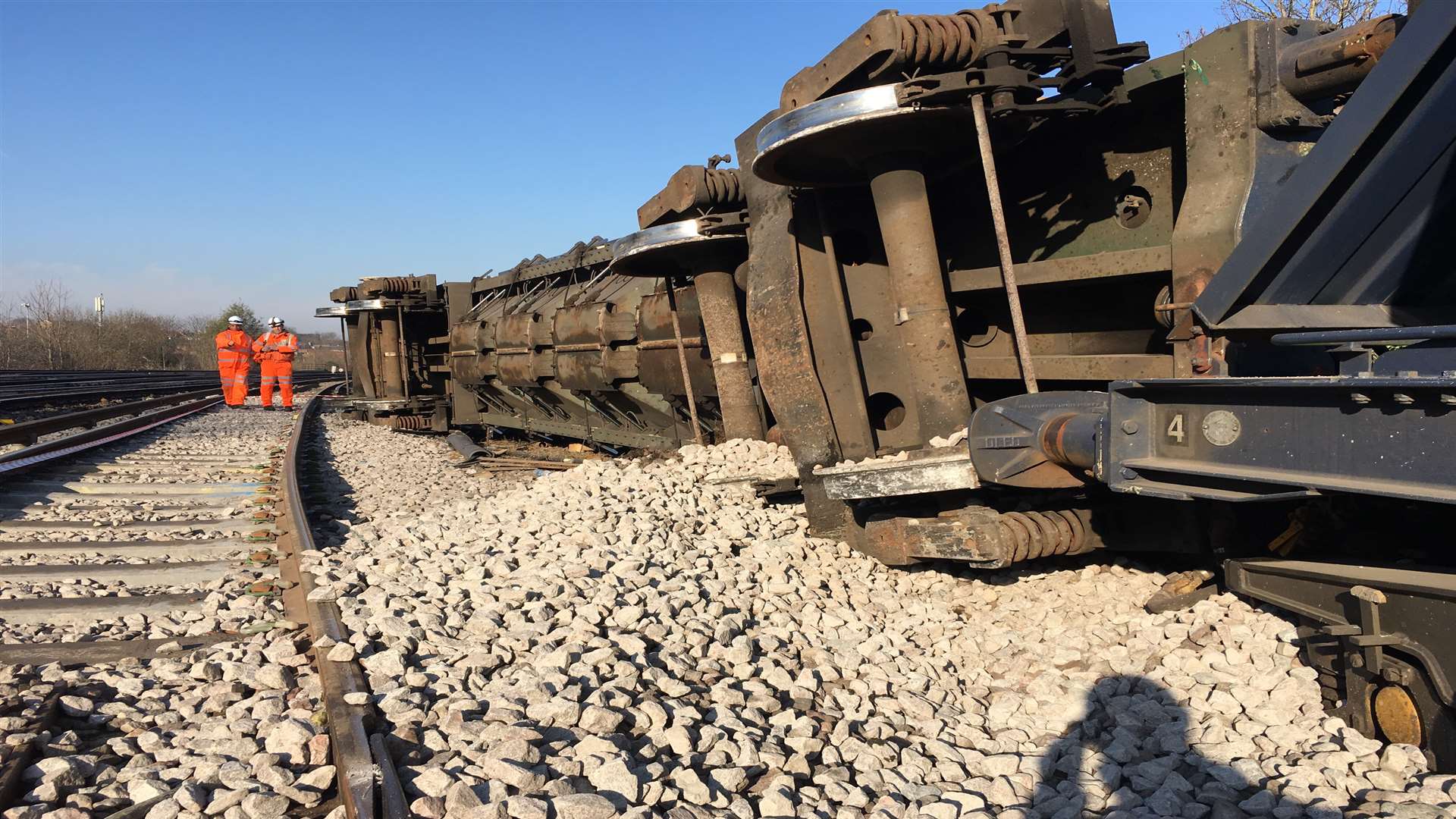 The derailed train