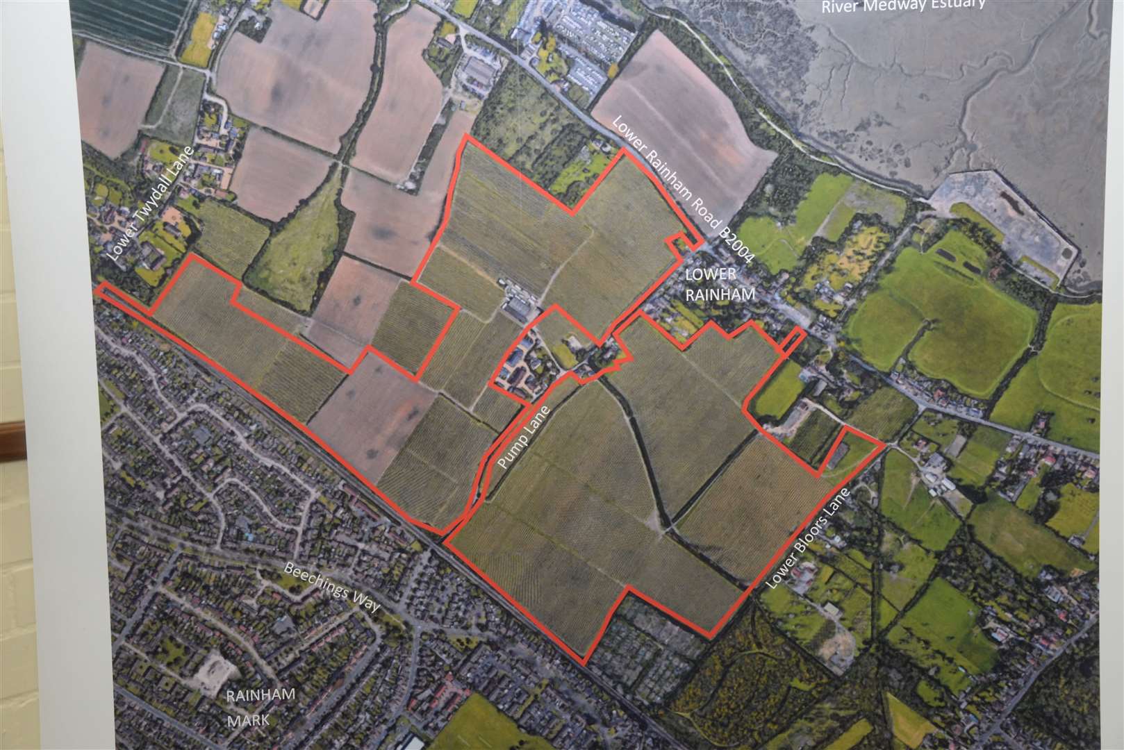 The extent of the Pump Lane development on show at the Pump Lane development consultation in Holy Trinity Church Hall, Twydall on Friday. Picture: Chris Davey. (13735199)