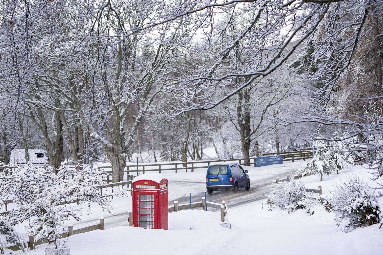 Drivers around the Balmoral estate in Aberdeenshire had to negotiate wintry conditions on Friday (Jane Barlow/PA)