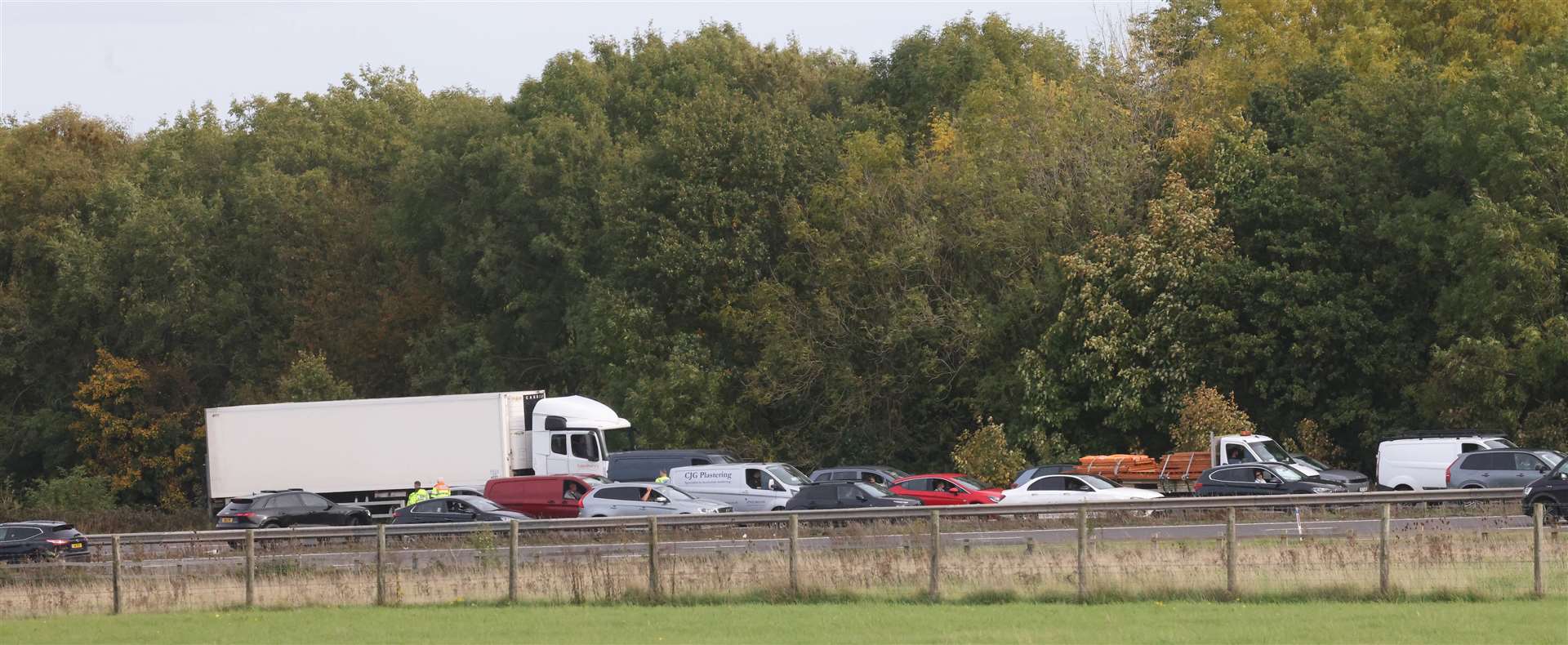 Traffic was held to allow the air ambulance to land. Picture: UKNIP