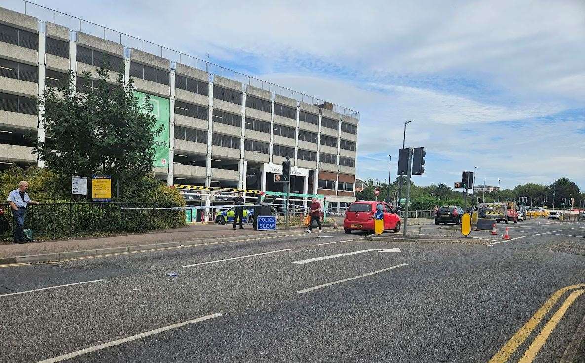 The Mall car park in Romney Place, Maidstone, had been cordoned off by police