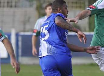 No.15 Jordan Casey heads in Herne Bay's second goal in the 2-0 Ryman League Division 1 South victory over Leatherhead last season.