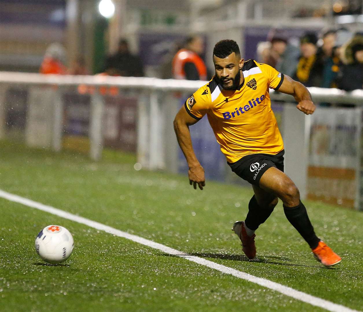 Dan Wishart makes progress down the Maidstone United left Picture: Andy Jones