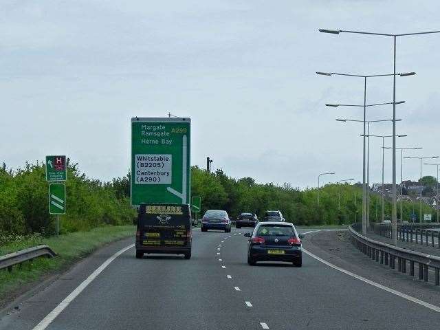 The A299 between Whitstable and Herne Bay will be closed tonight