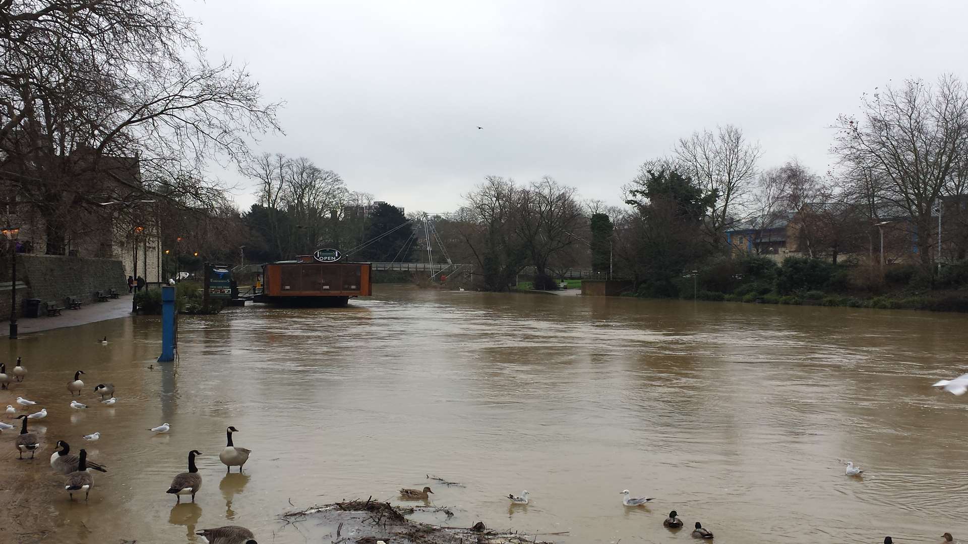 The River Medway's water levels were noticeably high