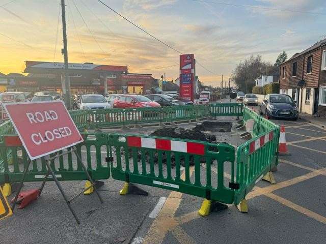 Berengrave Lane in Rainham is shut. Picture: Berengrave Service Station