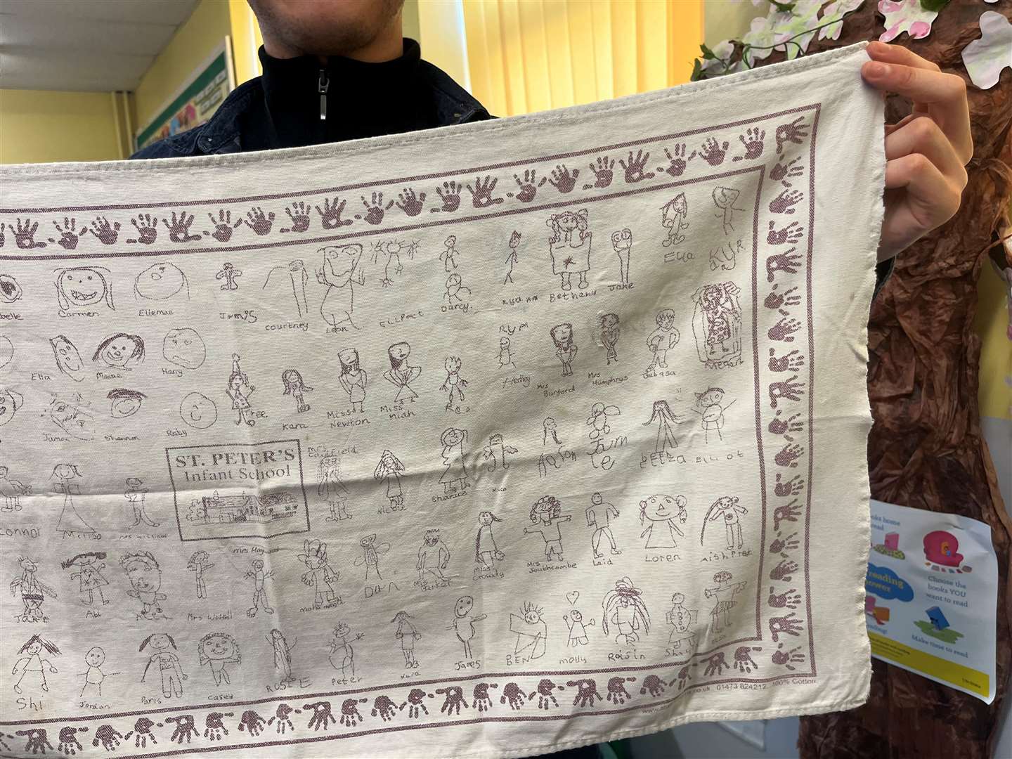 The tea towel has been used in the school staff room for years