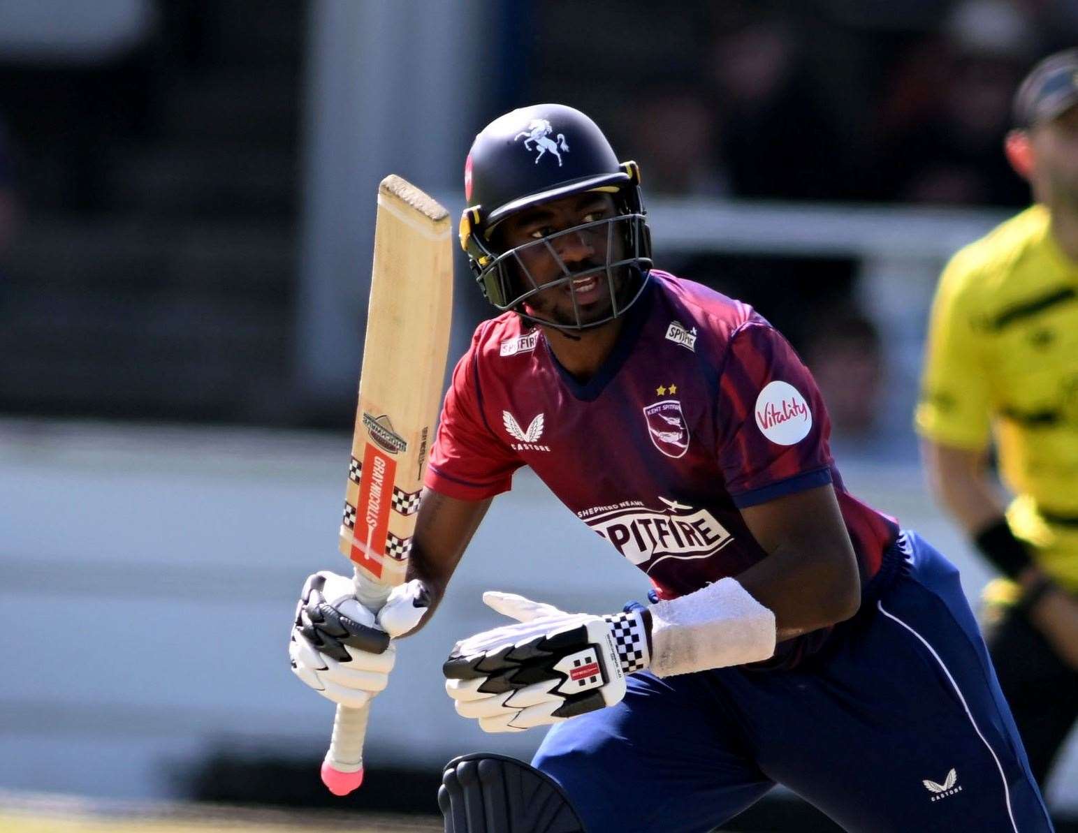 Opening batsman Tawanda Muyeye - top-scored with 56 during Kent’s 171 all out on Thursday. Picture: Barry Goodwin