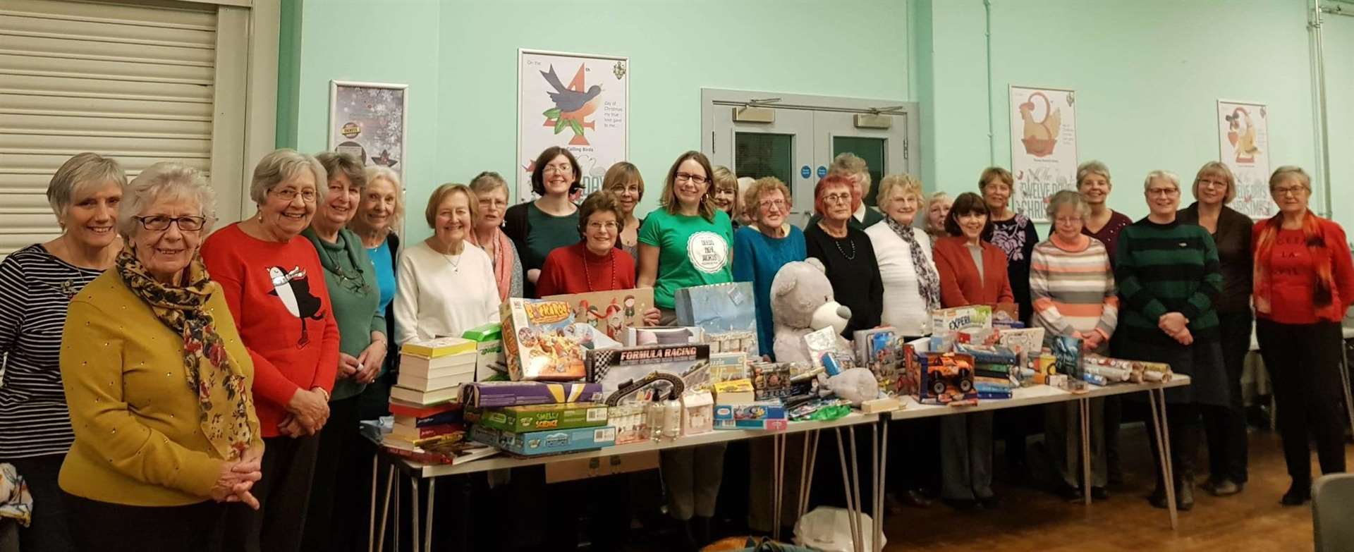 Co-organiser Kelly Grehan joins the ladies at Fairfield Women's Institute to collect their collection