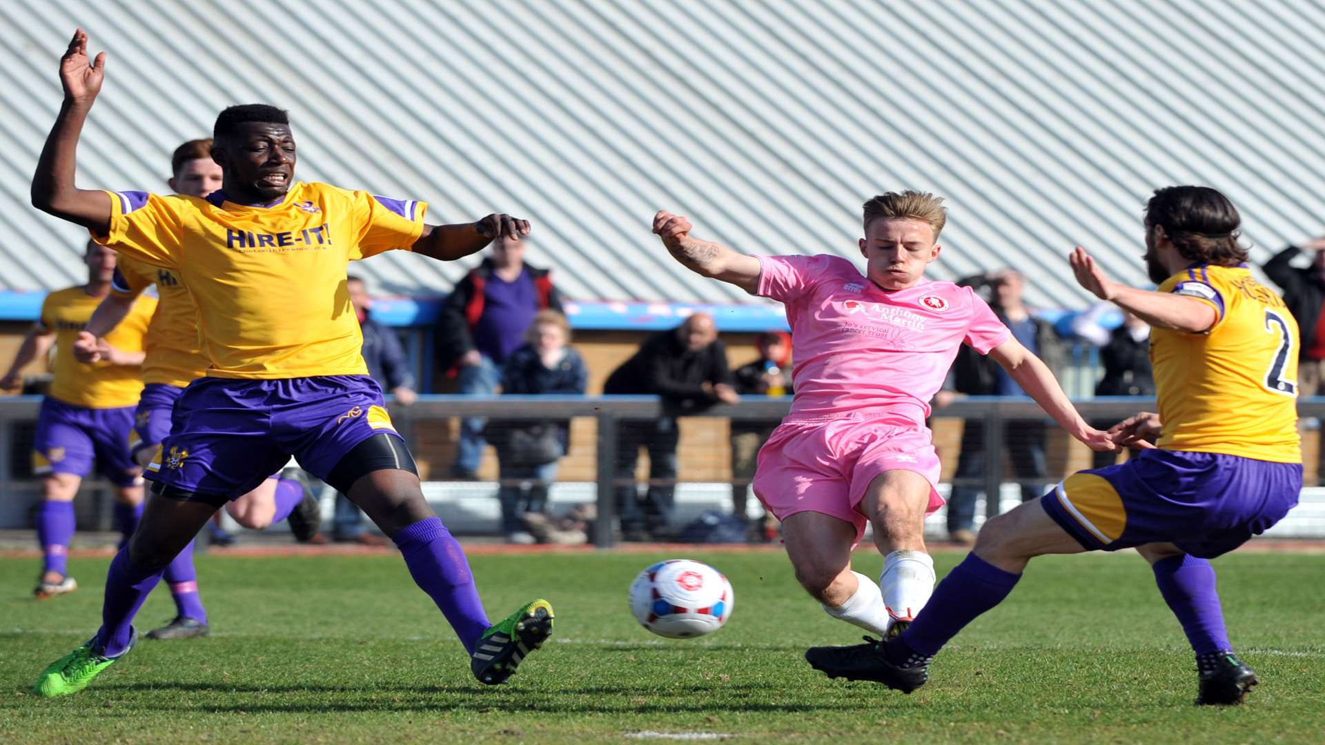 Sam Corne scores his first Welling goal. Picture: David Brown