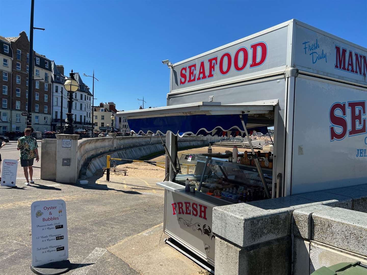 On a sun-soaked Sunday the seafood stall was doing brisk business