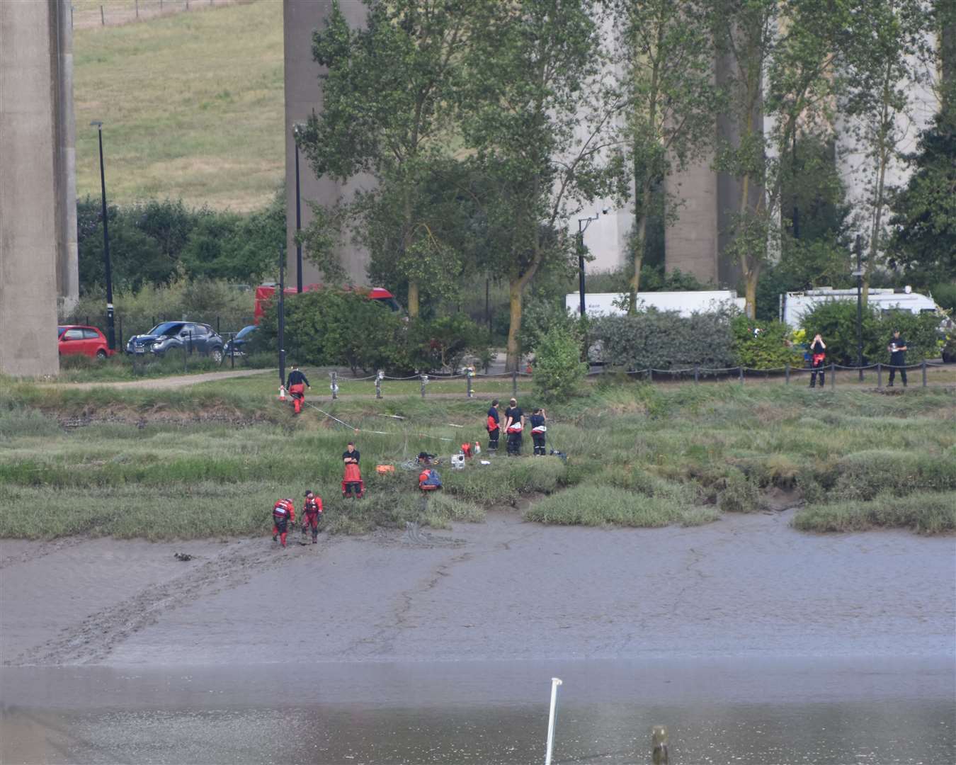 If you see this don't worry, the emergency services are doing a training exercise, under the M2 Bridge (13342834)