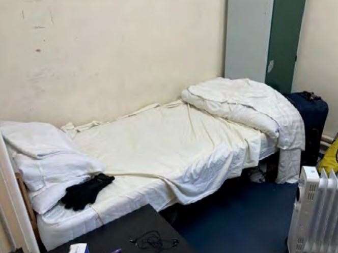 One of the beds for asylum seekers at Napier Barracks. Picture: Independent Chief Inspector of Borders and Immigration