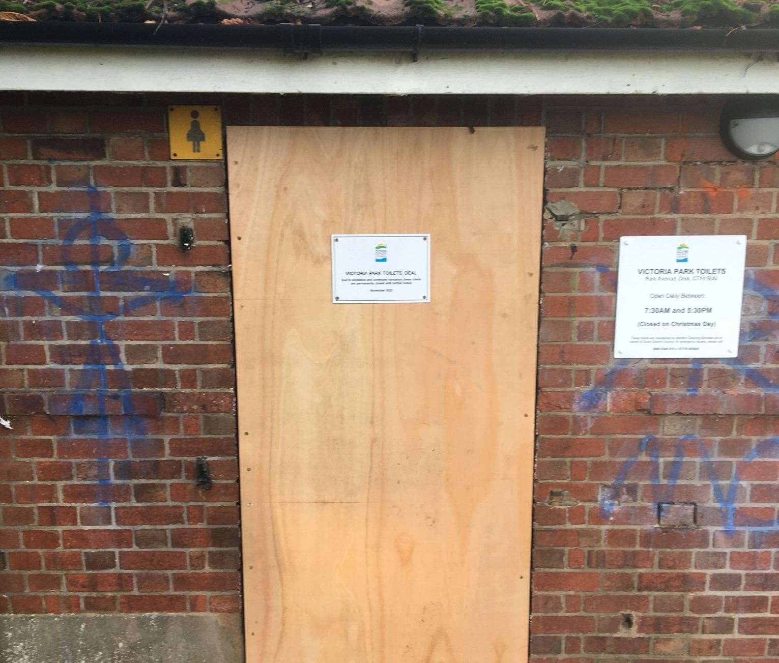 The public toilets in Victoria Park, Deal, have been closed for good after continued vandalism. Picture: Dover District Council