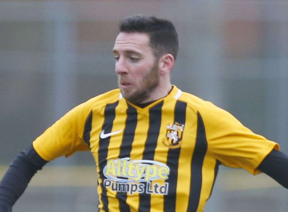 Ian Draycott drew level with Jimmy Dryden as Folkestone's record goalscorer Picture: Andy Jones