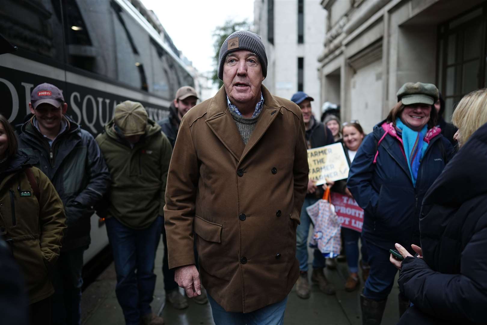 Jeremy Clarkson took to the streets of London with fellow farmer on Tuesday (Aaron Chown/PA)