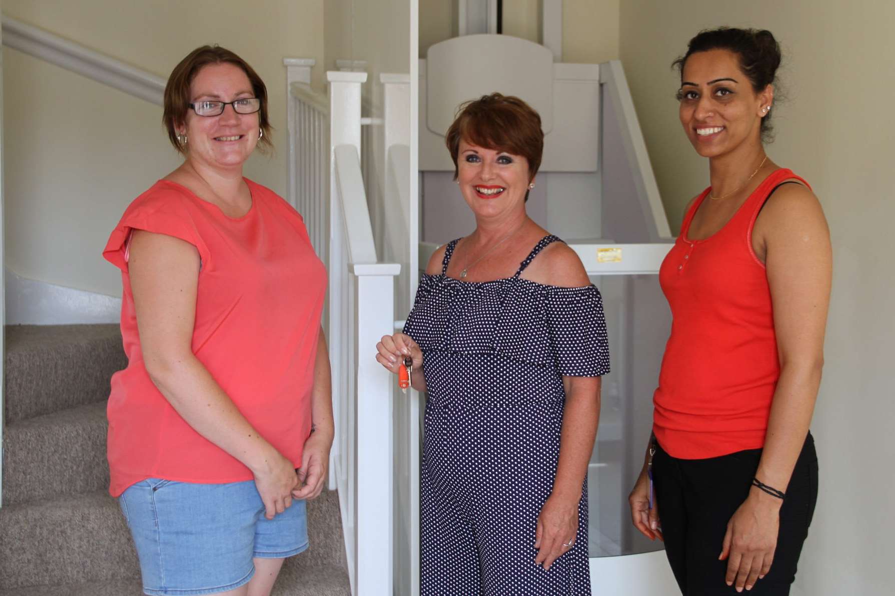 From left, mum Zoe with Sharon Donald, housing strategy and development manager, and housing officer Kam Sandhu. Picture: Gravesham Borough Council