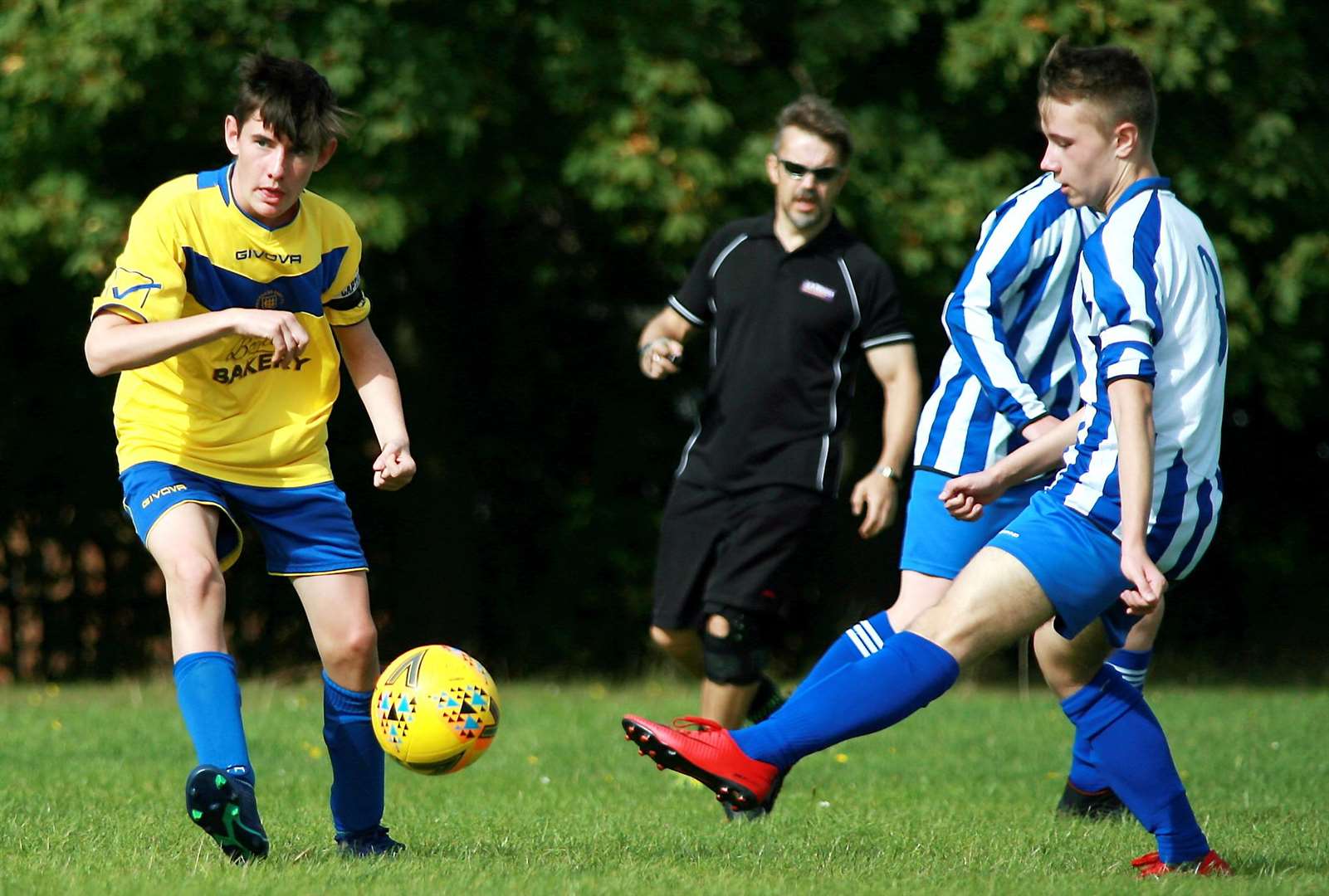 Chatham Riverside Rangers under-15s and Sheerness East Youth Under-15s battle it out Picture: Phil Lee