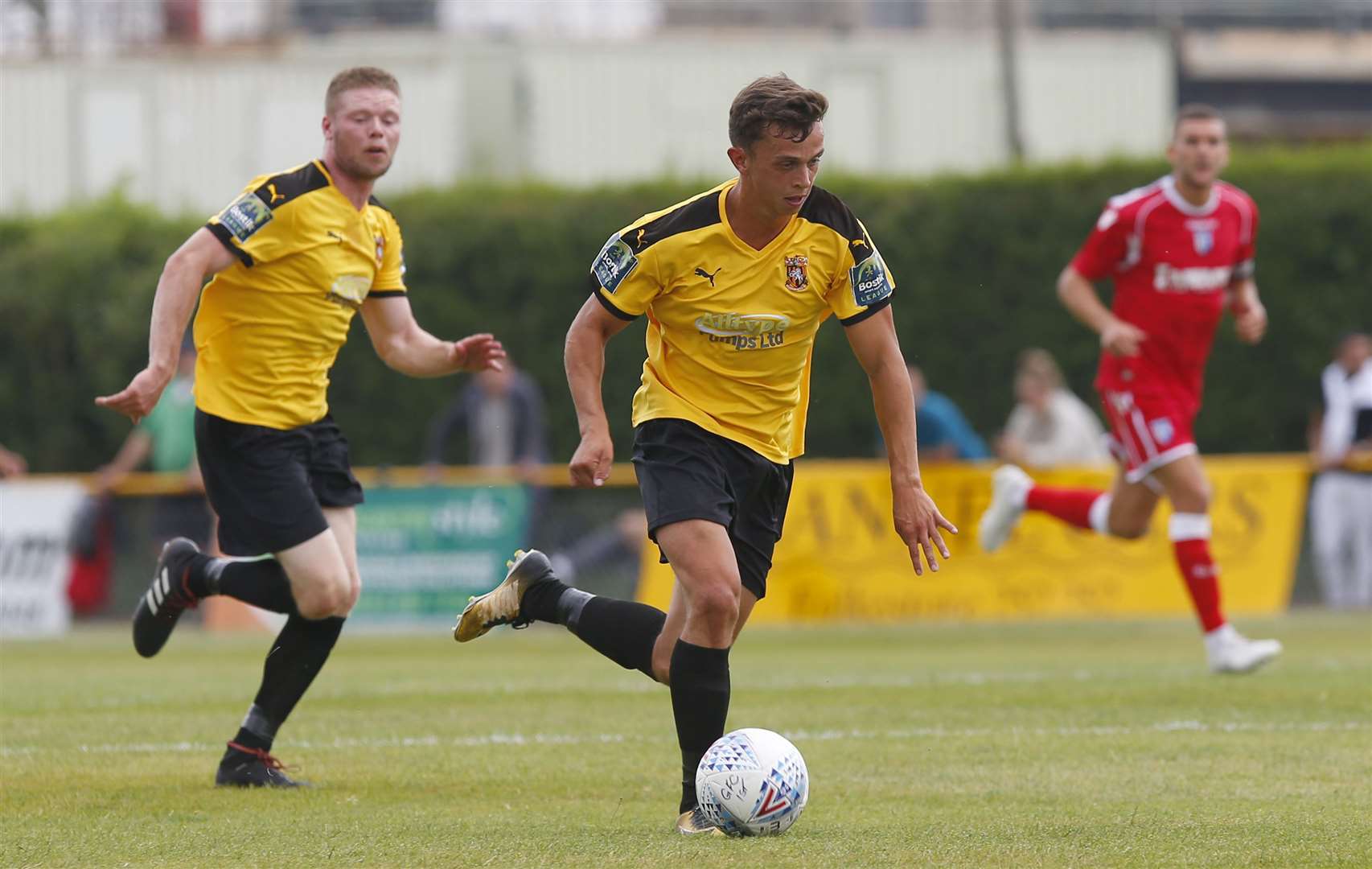 Folkestone's Johan ter Horst bursts forward against Gills. Picture: Andy Jones