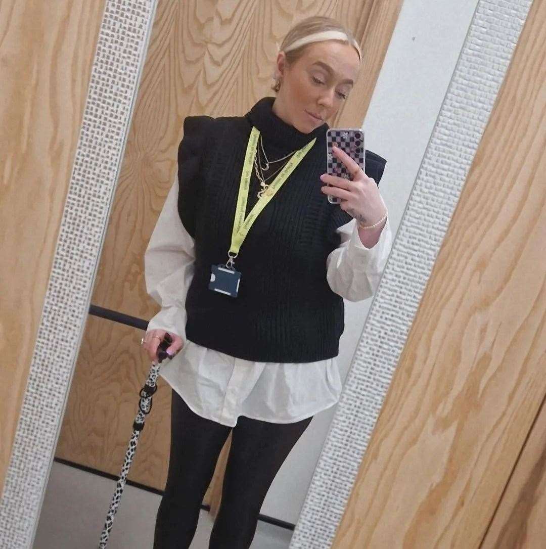 Nicole now uses a walking stick due to mobility issues caused by the condition. Picture: Nicole Scott